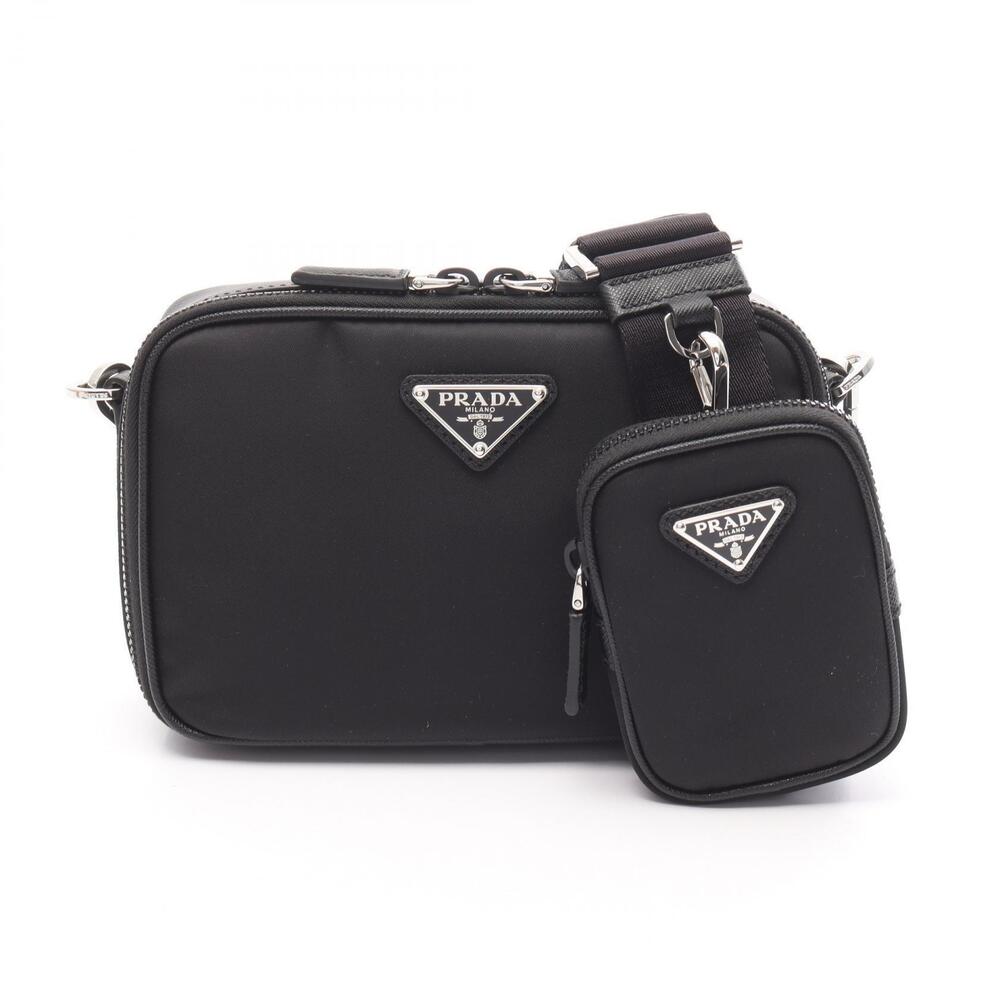 Prada Brick Shoulder Bag Saffiano Leather Black